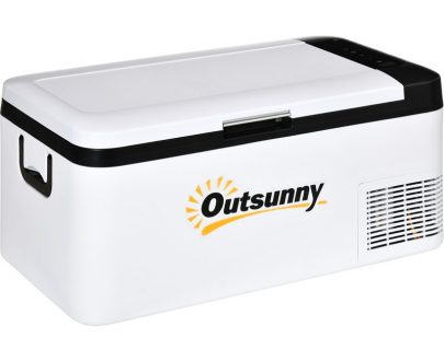 Outsunny 12V Car Refrigerator w/ LED Light & Foldable Handles, 18L Portable Compressor Cooler, Fridge Freezer for Campervan RV Boat Travel C00-038V70BK 5056534570538